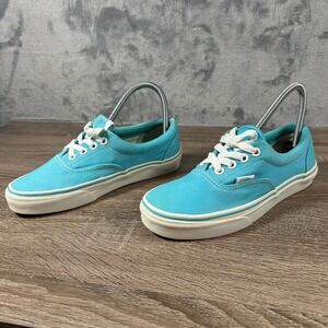 Vans Era Canvas Skate Shoes Turquoise Blue Lace Up Low Top Men US 5 Women US 6.5